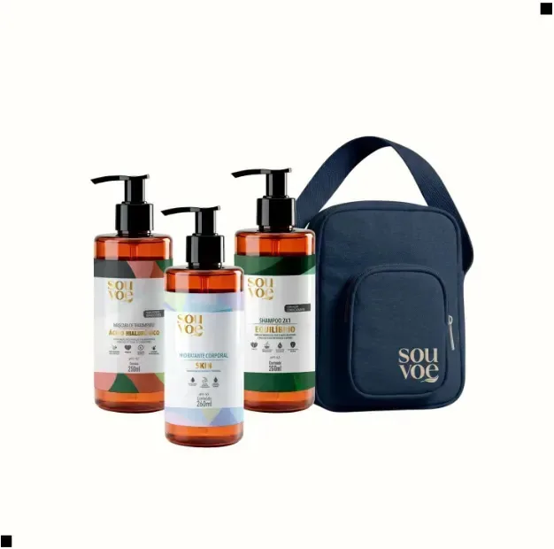 Kit Cuidado Completo Dos Pés A Cabeça - Mascara De Tratamento Acido Hialurônico Hidratante Corporal Skin Shampoo 2x1 Equilíbrio Hidratação Recuperação Fortalecimento Profundo Sou Voe