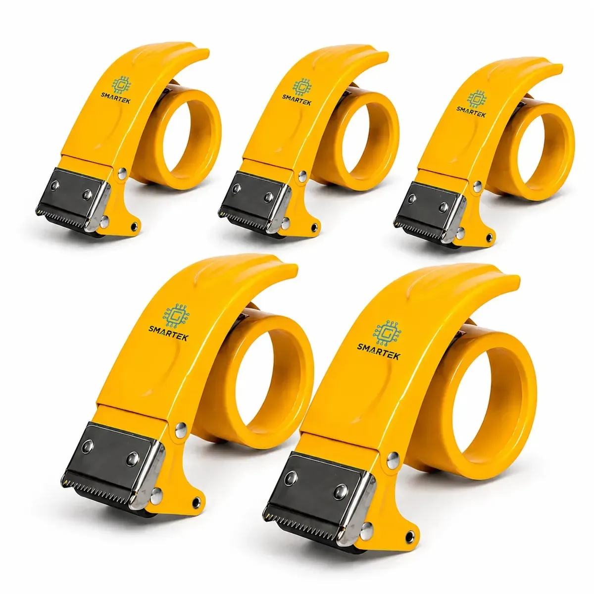Kit 5 Aplicadores de Fita Adesiva Amarelos Smartek para Embalagens com 5cm