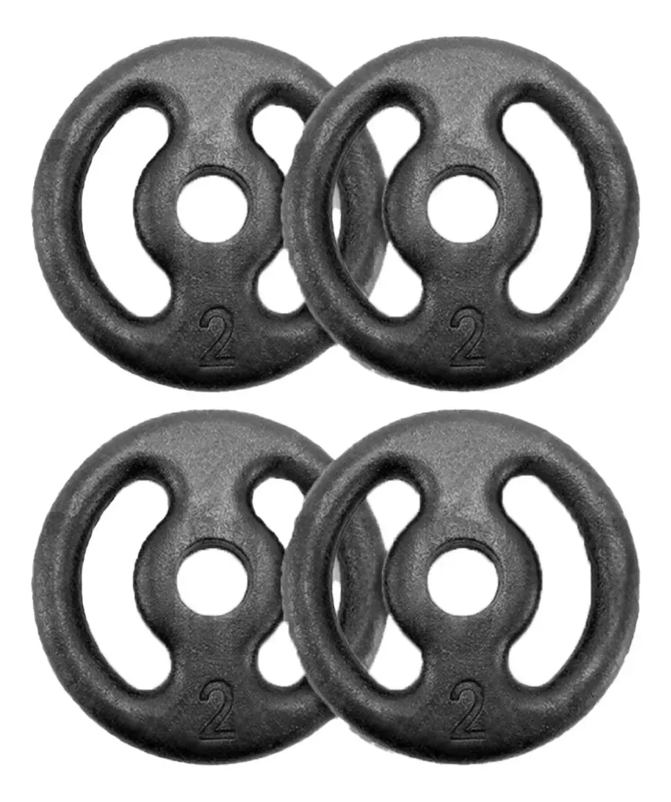 Kit Anilhas Vazadas de Ferro 8kg Para Musculação, Com Grips