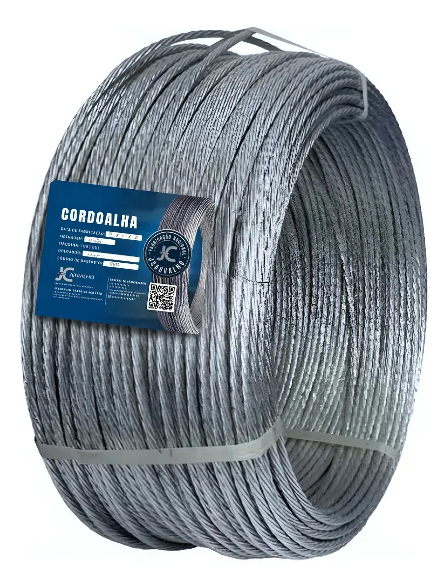50m Cordoalha 5/16 7 Fios 8mm Para Pontes Estais Ancoragem 50 Metros