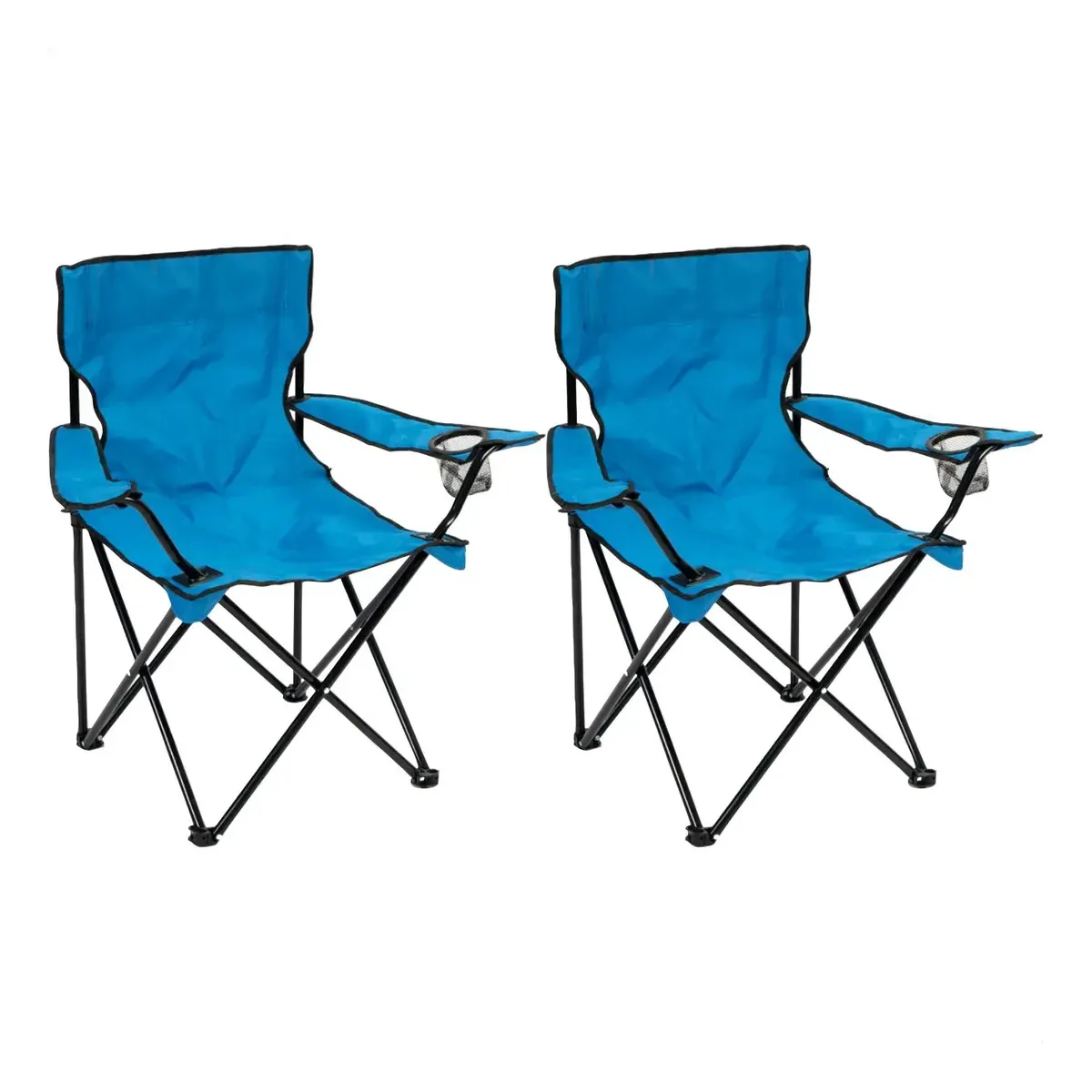 Kit 2 Cadeiras Pesca Acampamento Ar Livre Dobrável C/ Bolsa Cor Azul