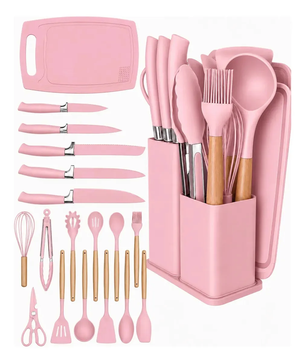 Kit Utensílios De Cozinha Premium Silicone 19 Peças Grande