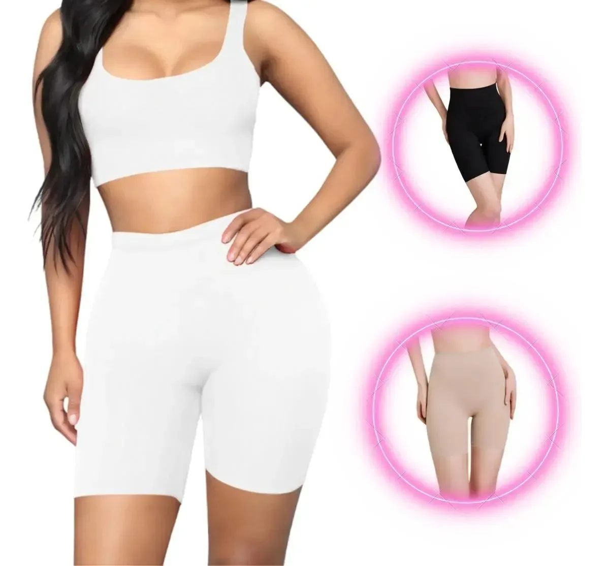 Cinta Modeladora Shorts Compressão Cintura Alta Branco Gg