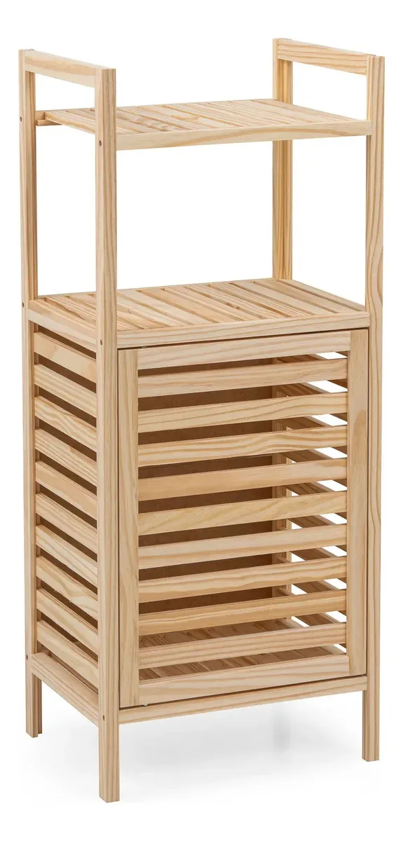 Estante Organizadora 1 Porta E 2 Prateleiras Em Madeira Grid Natural