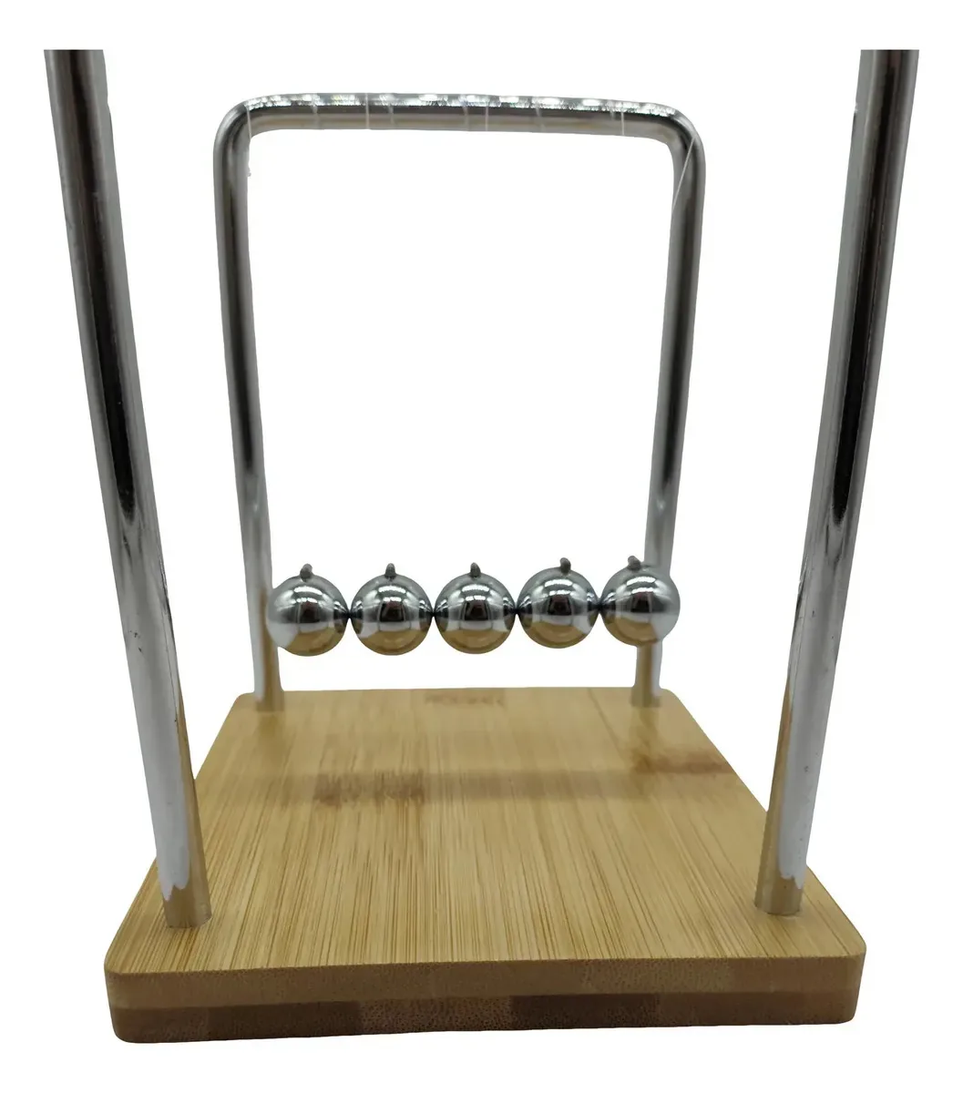 Pendulo De Newton 15cm Bambu Decoração Escritório Jogo Bolas Bambu