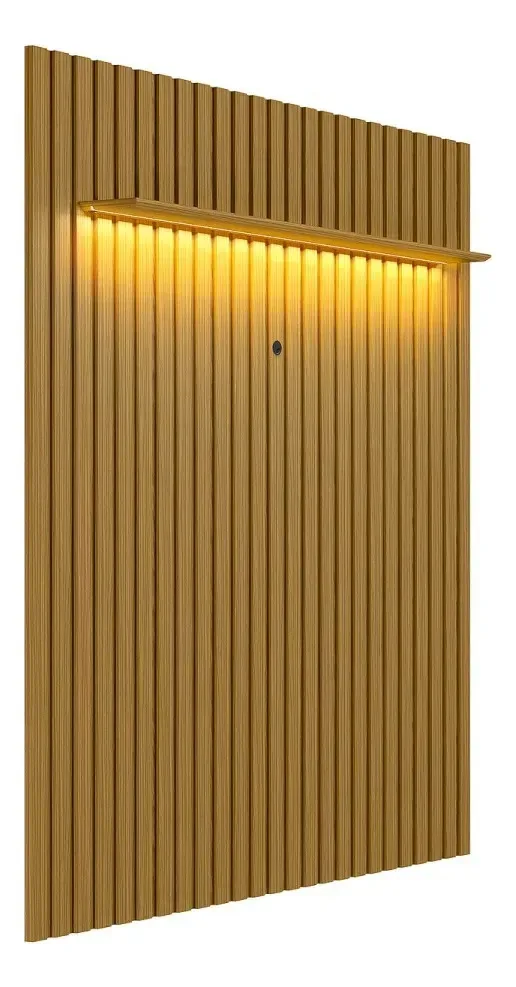 Painel Ripado Led 222x218 Tv 70 London Cedro-olivar Móveis Ripado Cedro Frj Ac