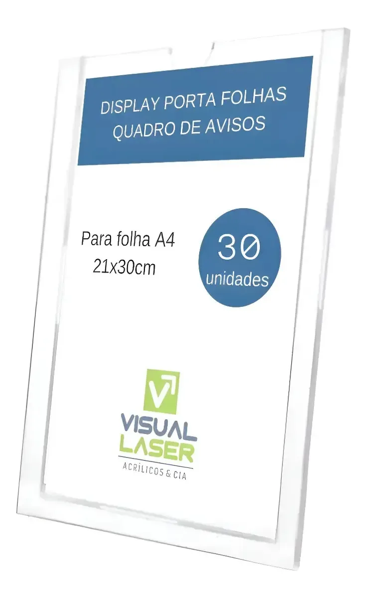 Display Acrílico A4 Porta Folha 21x30cm 30pç Parede Similar