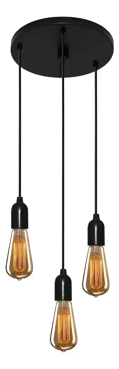 Lustre Com 3 Pendentes Retro (lampadas Inclusas)-110v
