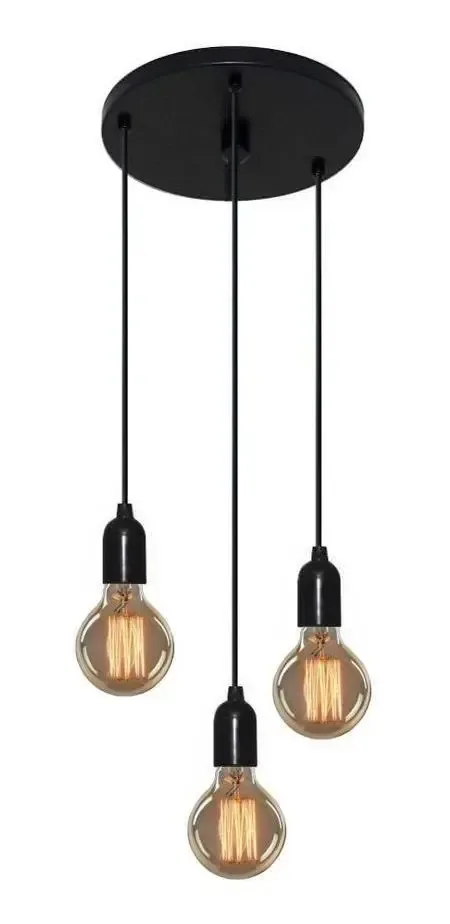 Lustre Com 3 Pendentes Retro (lampadas Inclusas)-220v