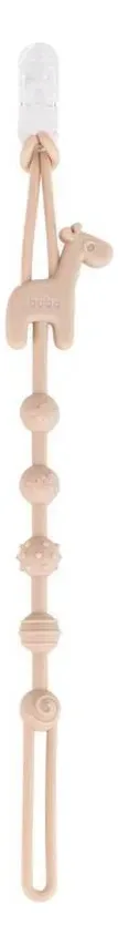 Prendedor De Chupeta Em Silicone Cloudy - Girafa Bege