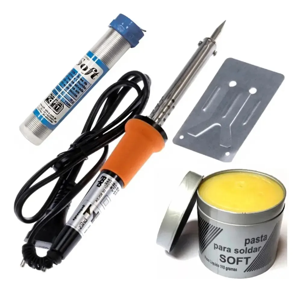 Kit Ferro De Solda Com Tubete Estanho + Pasta De Solda