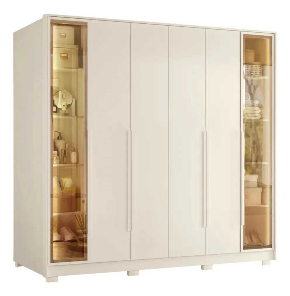 Guarda Roupas Casal Reflecta C/ Led 6pt 4gv Monterrey Branco