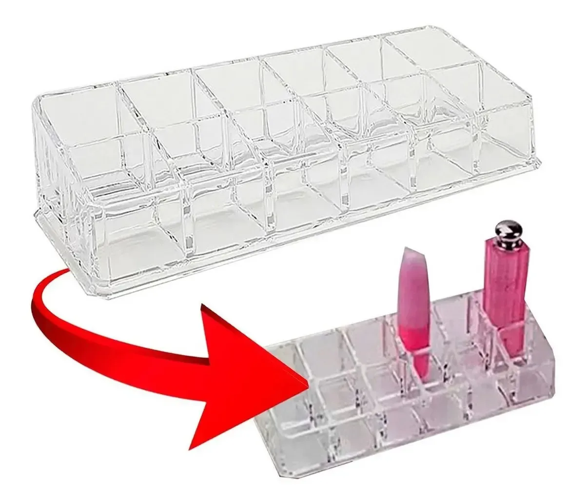 Organizador Cosmetico Porta Maquiagem 12div 275x65mm Transp