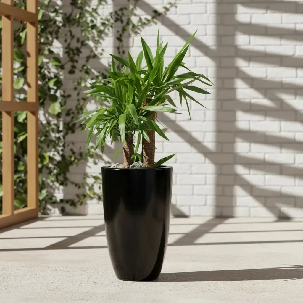 Coluna Lisa N4 Estilo Vietnamita Para Plantas E Decorações Cor Preto