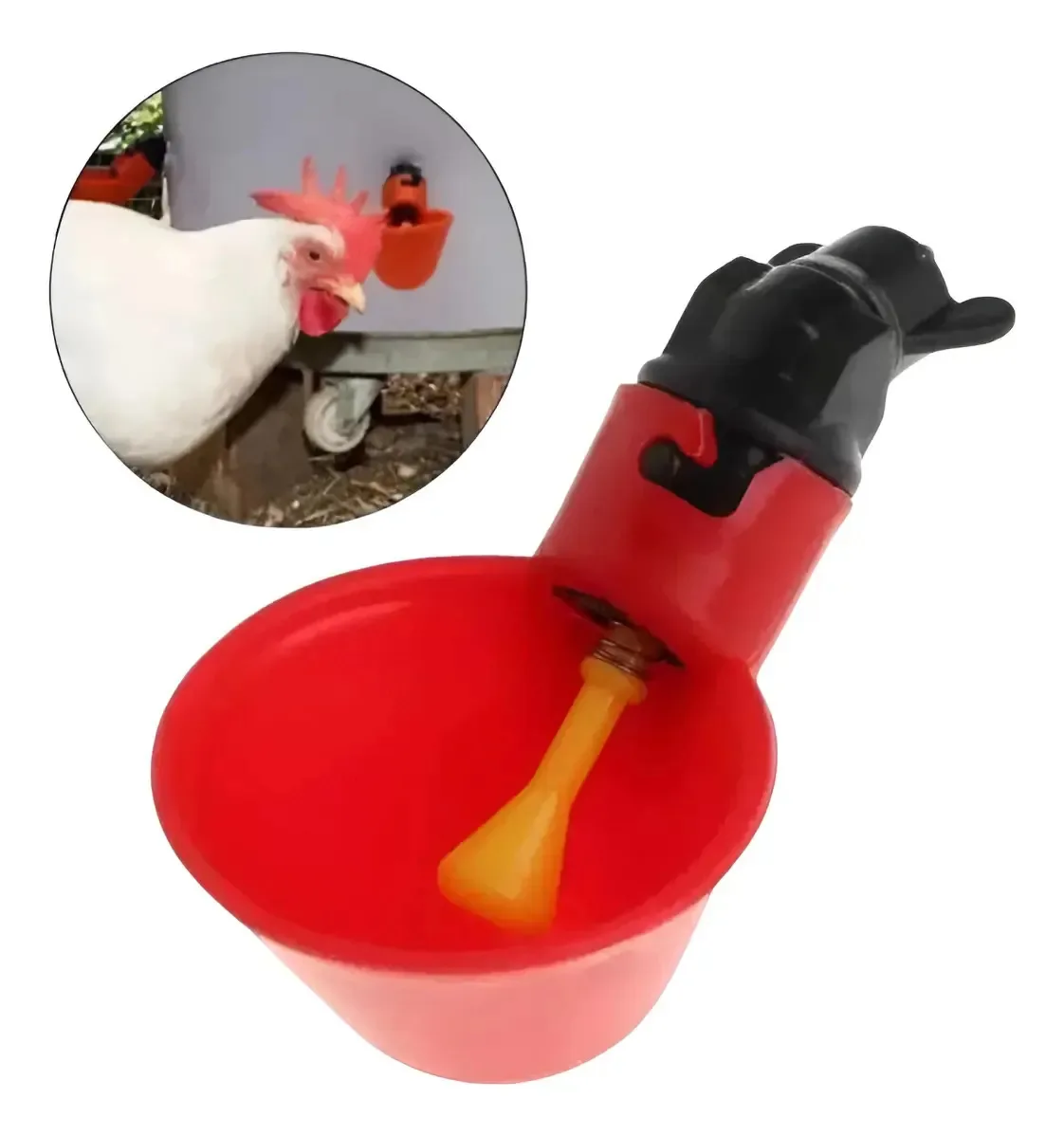 Bebedouro Copinho Automático para Galinhas e Aves – Kit com 5 Vermelhos
