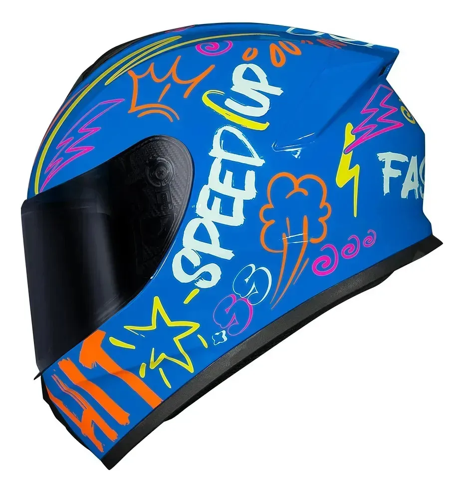 Capacete Race Tech Hit Azul Faster Brilhante Tam 64