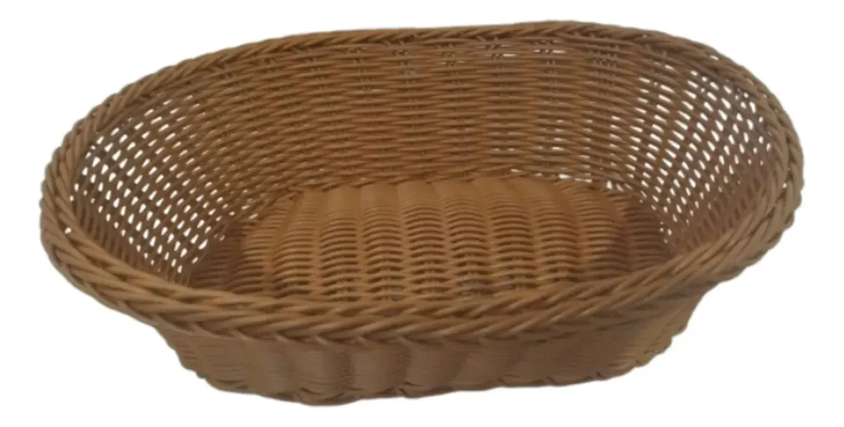 Cesta Vime Ratan Plastico Oval Mesa 30,5 X 22 X9 Cm Marrom