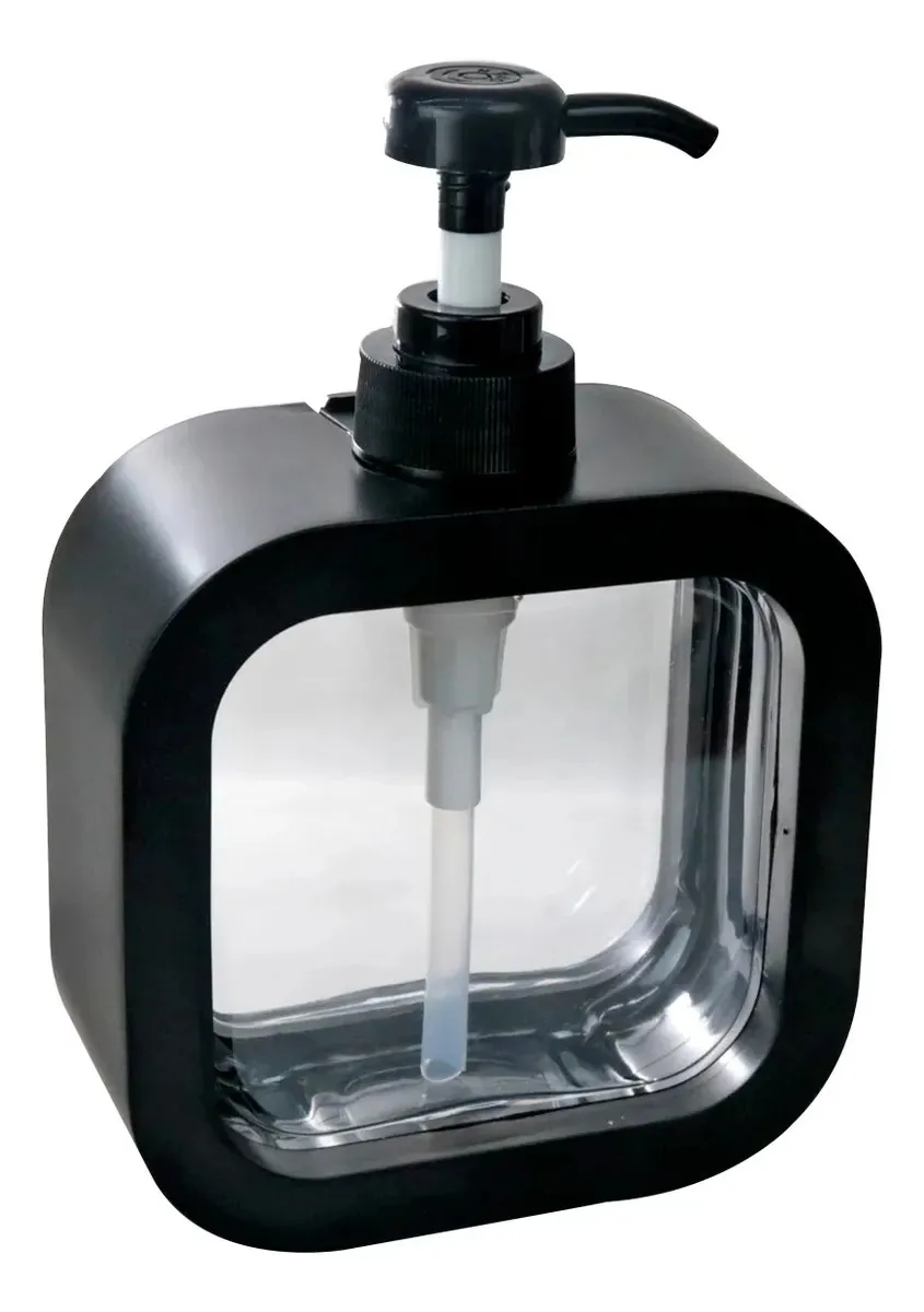 Porta Sabonete Quadrado Líquido De Plástico 300ml Preto