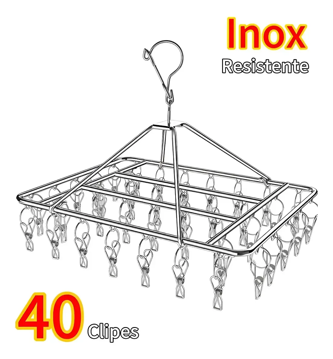 Varal Suspenso Aço Inox Roupa Íntima 40 Prendedores Calcinha