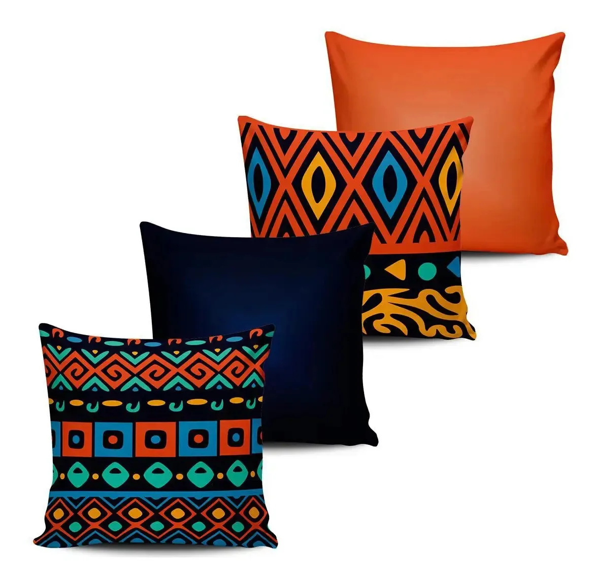 Kit 4 Almofadas Decorativas Etnica Tribal Color 45x45cm