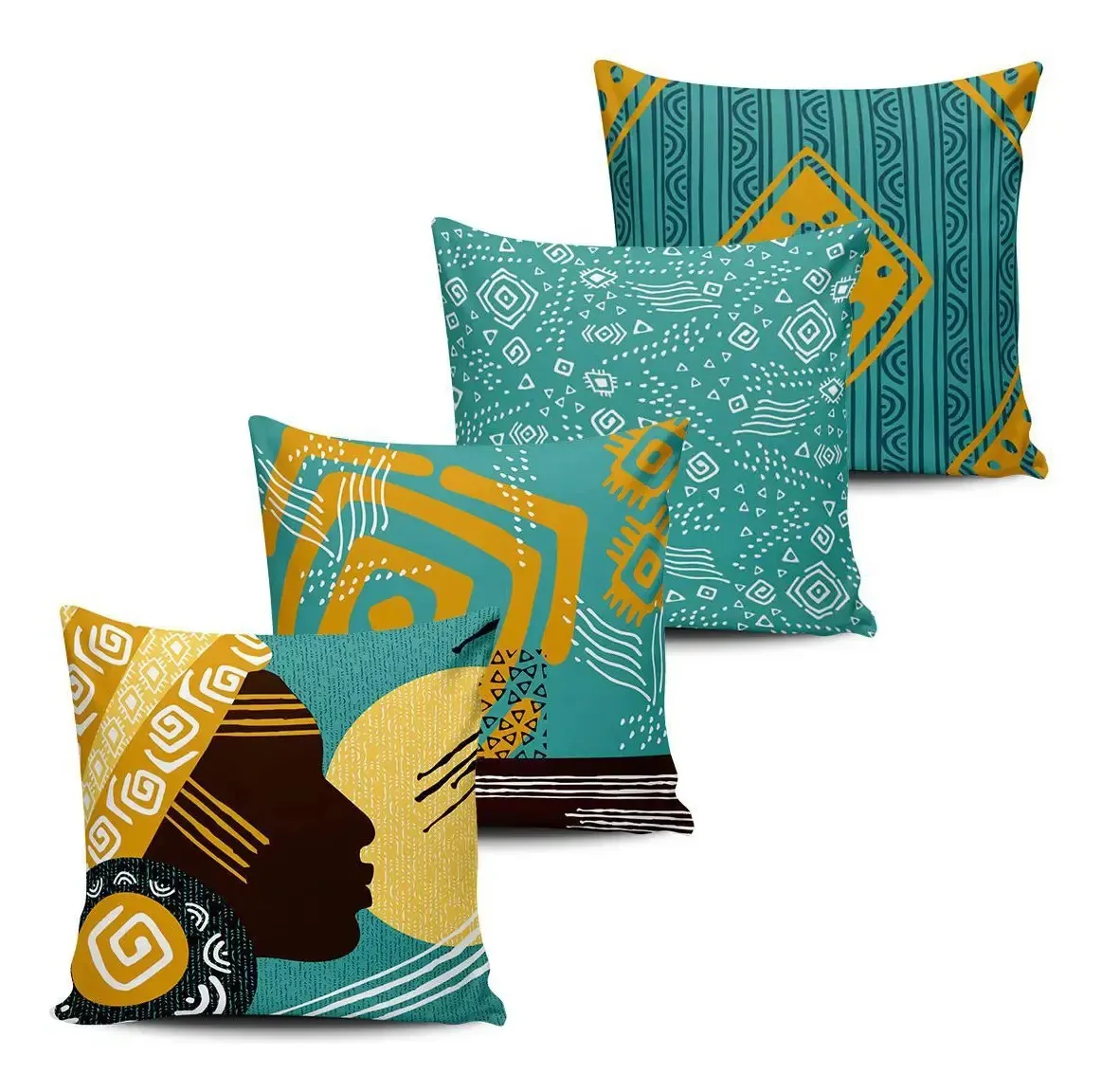 Kit 4 Almofadas Decorativa Etnica Tribal Africana 45x45cm