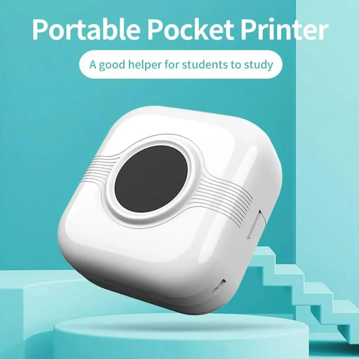 Mini impressora de adesivos, impressora térmica portátil sem fio Bluetooth com 1 rolo de papel, pequena impressora fotográfica instantânea sem tinta para projetos DIY.