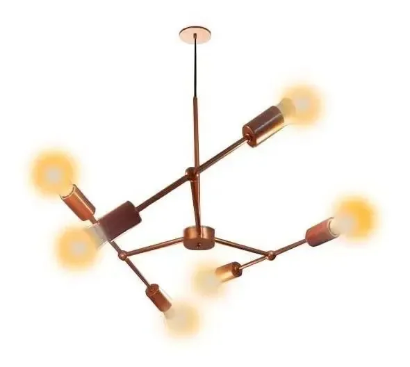 Lustre Pendente Moderno Sputnik Faces Cobre Para 6 Lâmpadas
