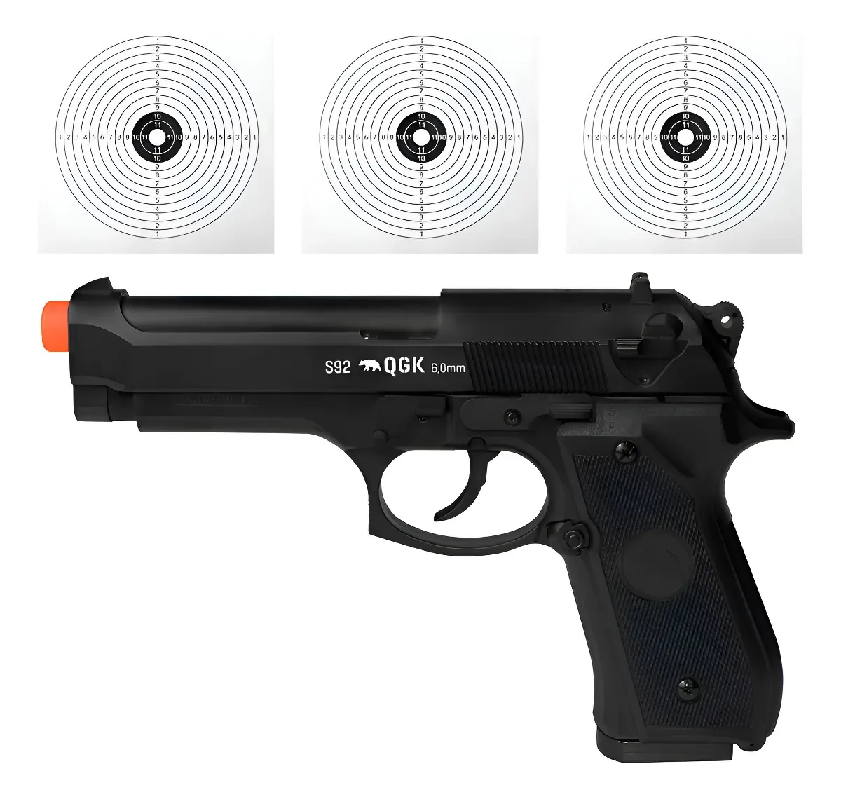 Pistola De Airgun Spring S92 6mm + Alvos Preto 6 Mm