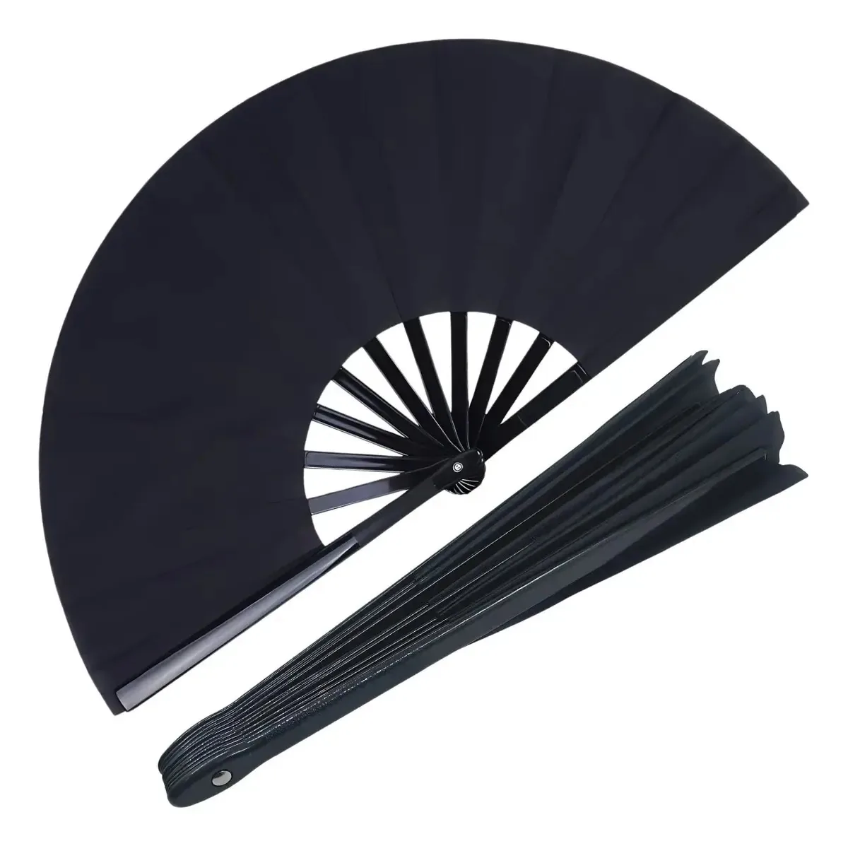 Leque Grande Liso Luxo Oriental Dança Fantasia Cor Preto
