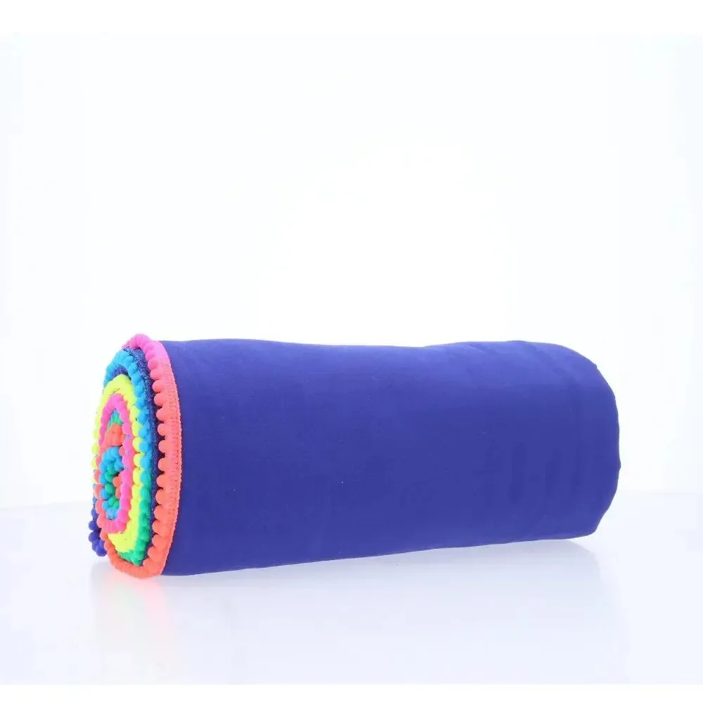 Canga De Praia Atoalhada Feminina Estampa Lisa Cor Azul Tamanho Único