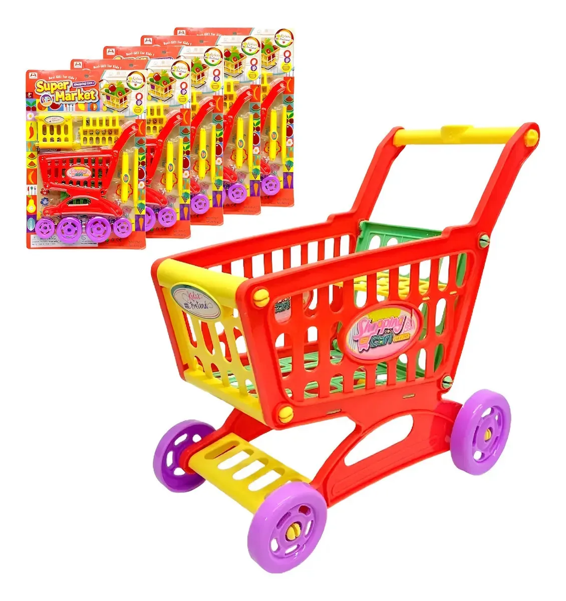 5 Carrinhos Compra Mercadinho Lembrancinha Sacola Surpresa Vermelho 51993