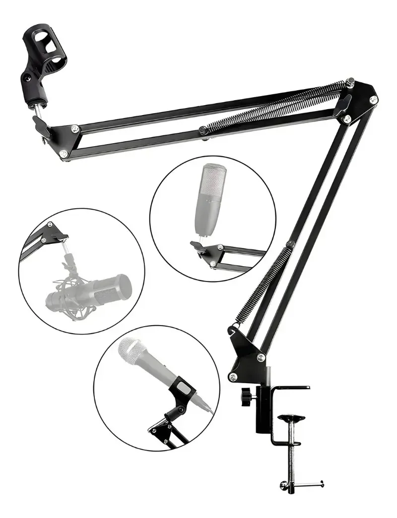 Braço Articulado Suporte Universal Microfone Profissional Preto