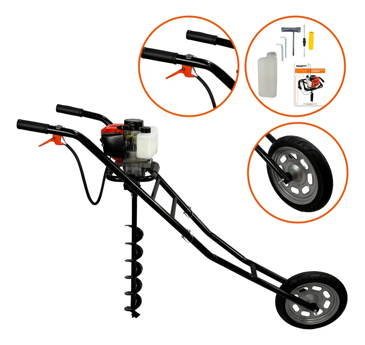 Perfurador De Solo Fak520pr + Quadro Carrinho + Broca 10cm