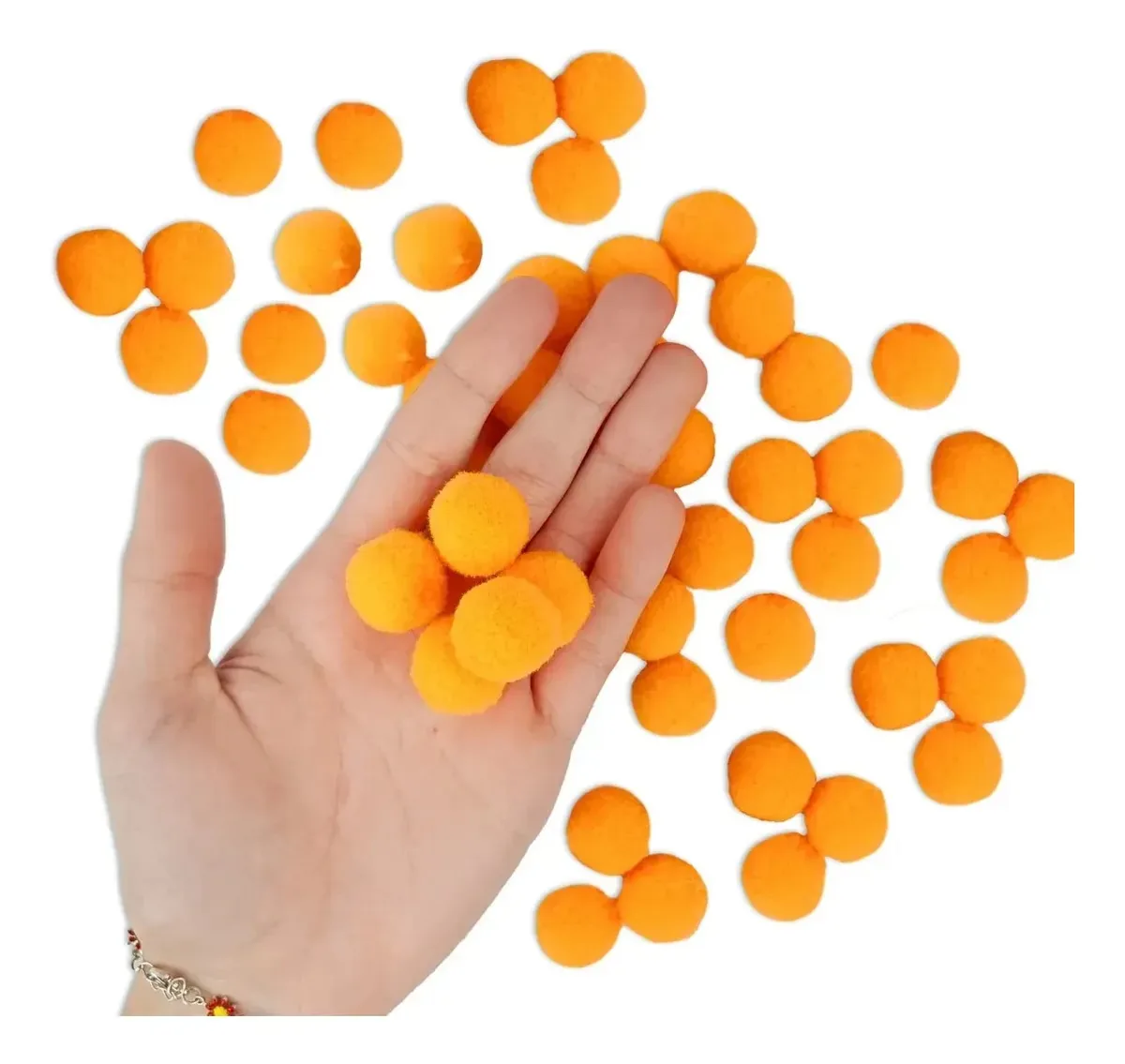 Pompom Laranja - 20 Mm - Pacote Com 100 Unidades - Nybc Laranja