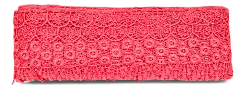 Renda Guipir Sa185 - Larg: 10,0cm - Rolo3,0 Mts Cores Coral