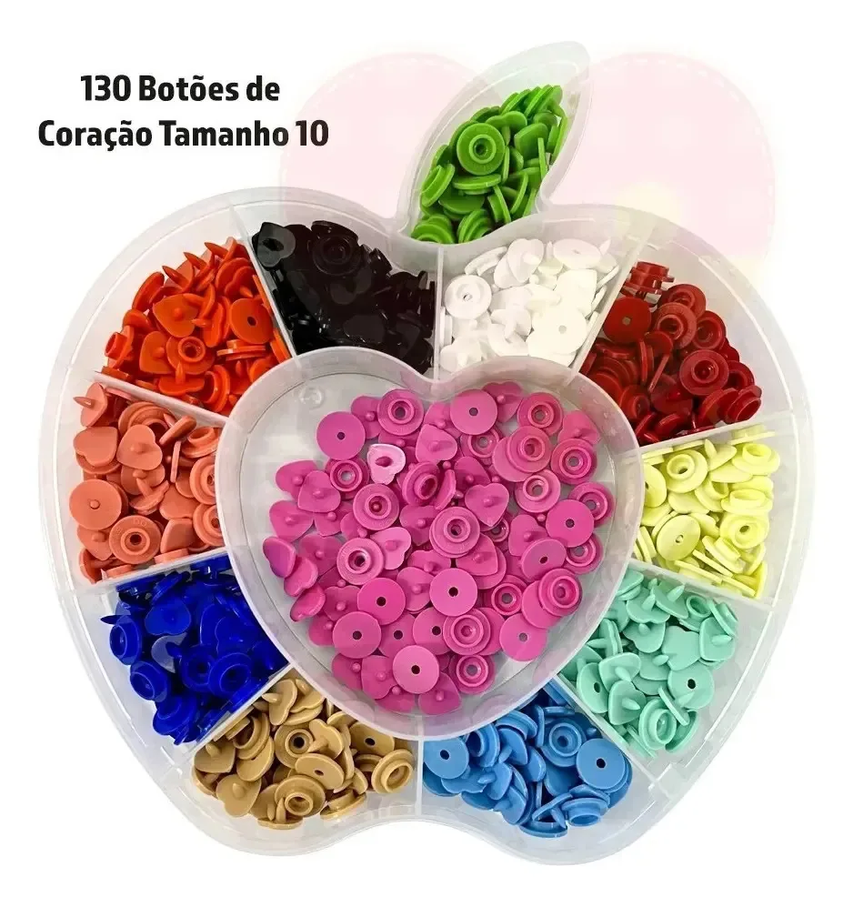Botões De Pressão Plastico Tictac Coração 130 Botão Colorido
