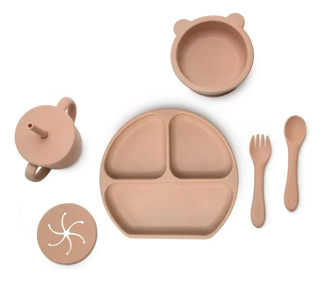 Kit Alimentação Infanti Piccolo, Silicone, Terracota