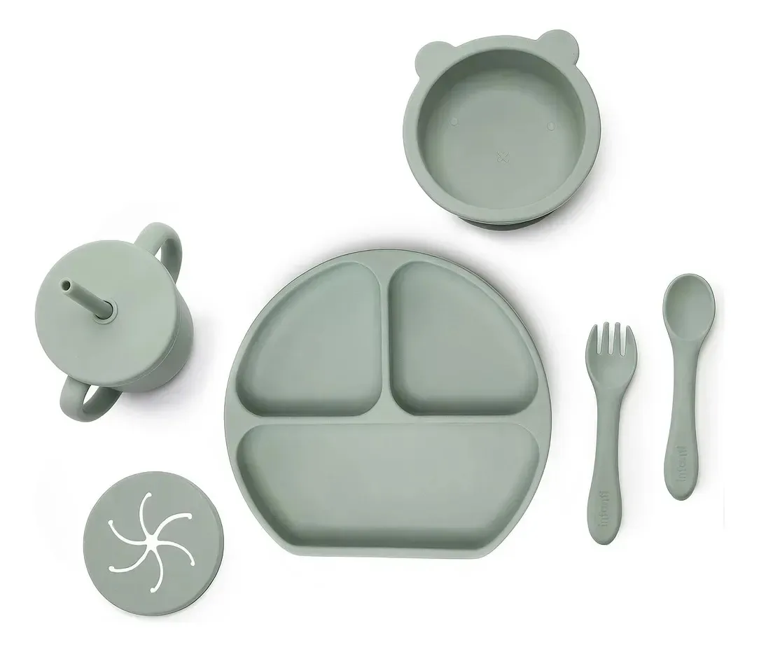 Kit Alimentação Infanti Piccolo, Silicone, Verde