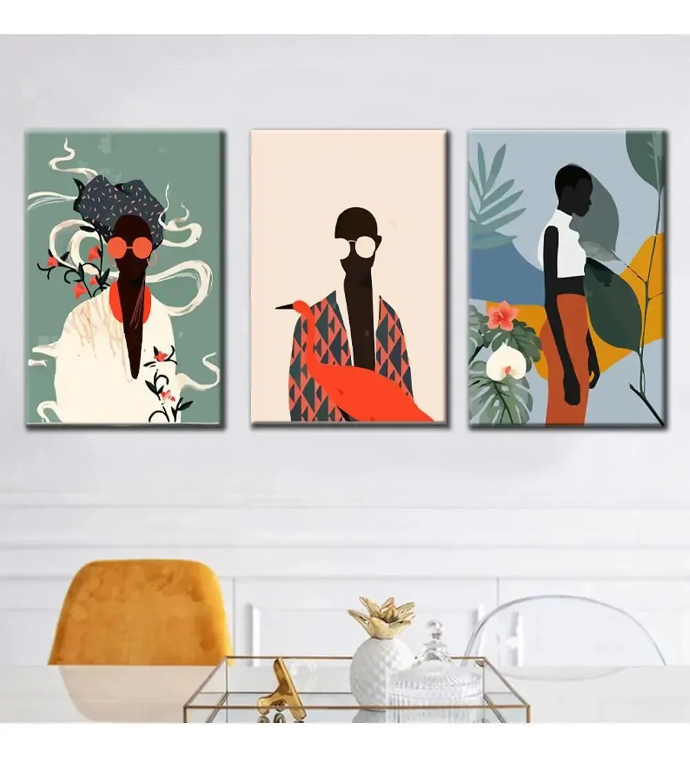 Kit Quadros Decorativos Mulheres Negras Minimalista