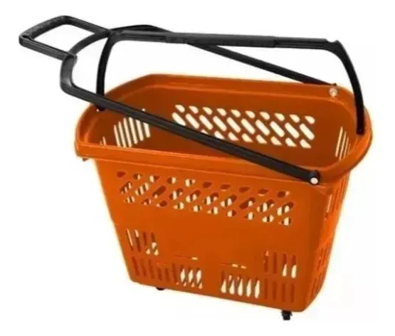 Cesta Cestinha Super 30l Reforçada Rodinhas Laranja