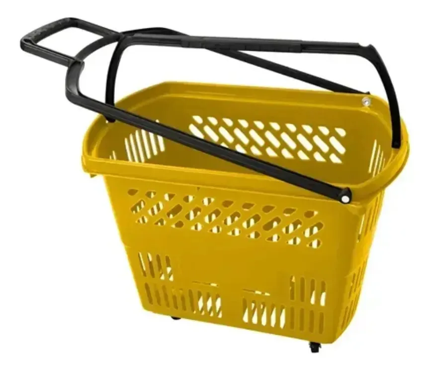 Cesta Cestinha Super 30l Reforçada Rodinhas Amarelo