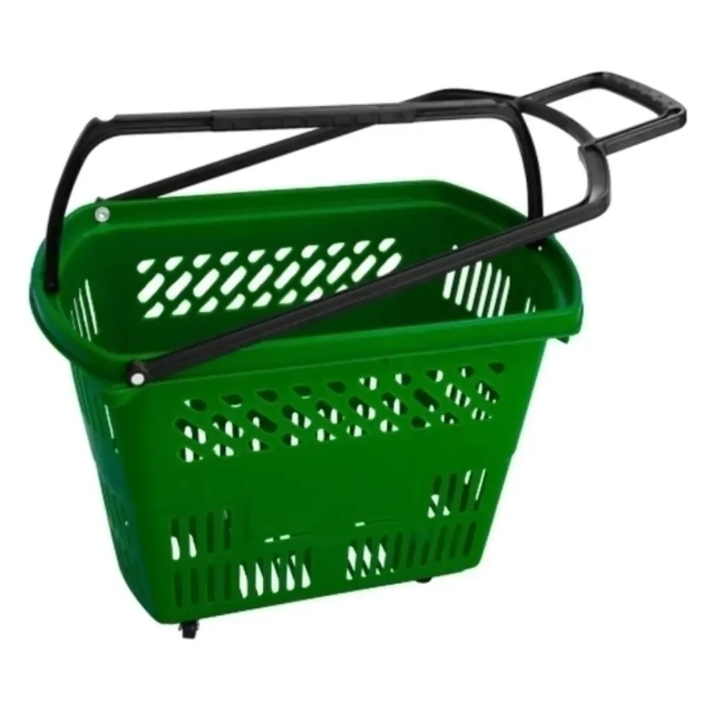 10un Cesta Plástica Cestinha Supermercado Mercado Rodinhas Verde