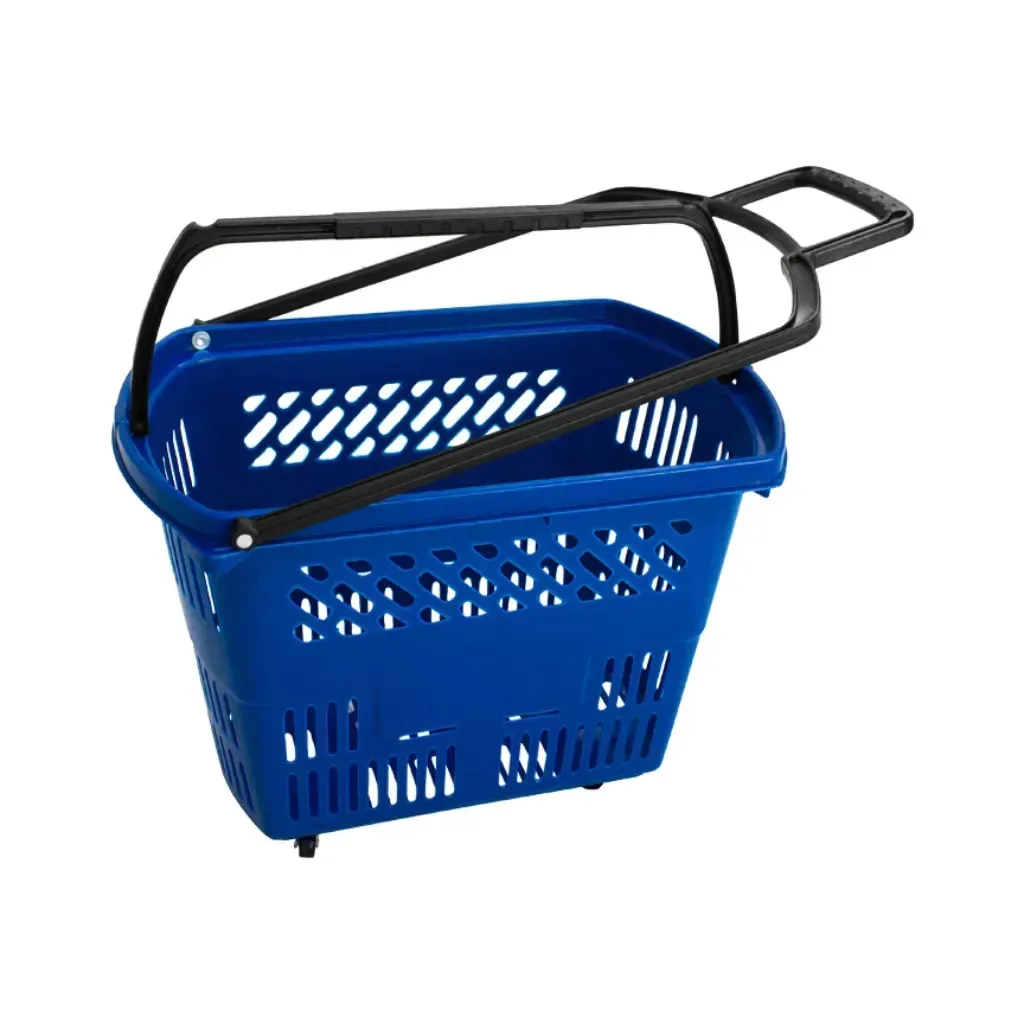 10un Cesta Plástica Cestinha Supermercado Mercado Rodinhas Azul