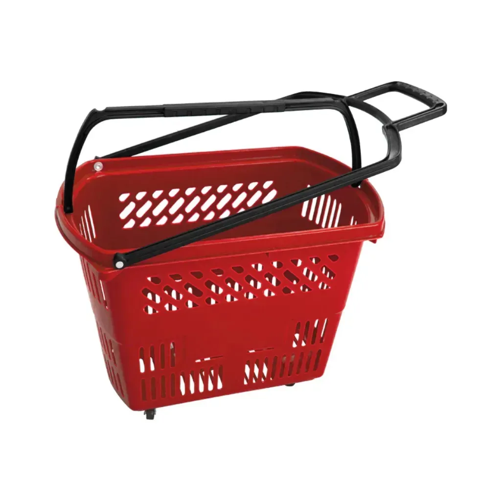 10un Cesta Plástica Cestinha Supermercado Mercado Rodinhas Vermelho
