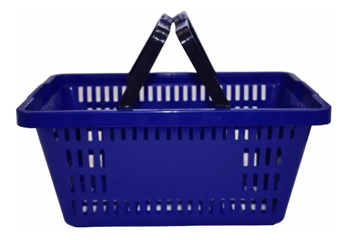 10un Cestinha De Compras Super Reforçada 16l Azul