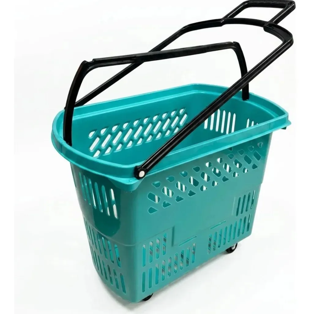 Cesta Cestinha Super 30l Reforçada Rodinhas Azul-turquesa