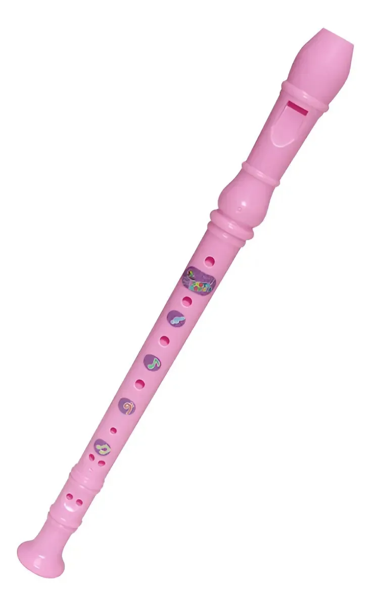 Flauta Doce Infantil Brinquedo Instrumento Plástico Cor Rosa