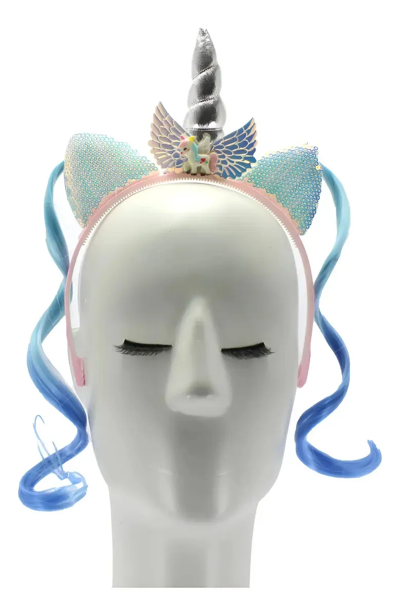 Tiara Unicórnio com Mechas Coloridas para Festa