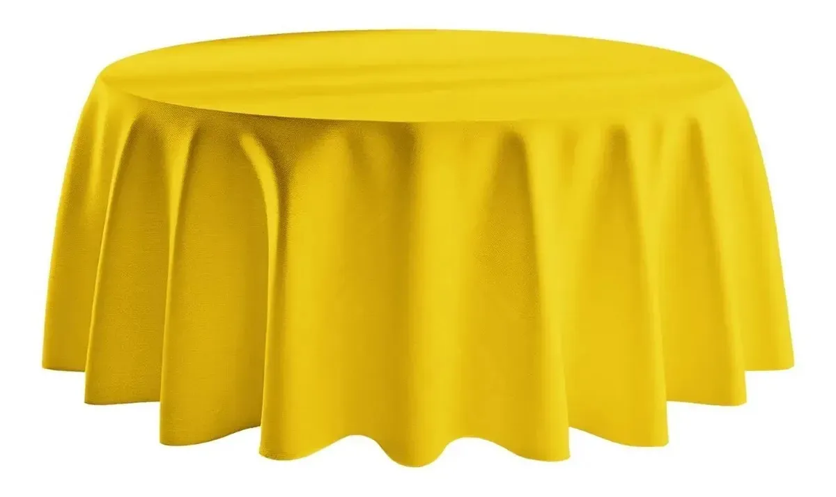 5 Toalhas De Mesa Redonda 3 Metros Diâmetro Amarela Buffet Amarelo Liso