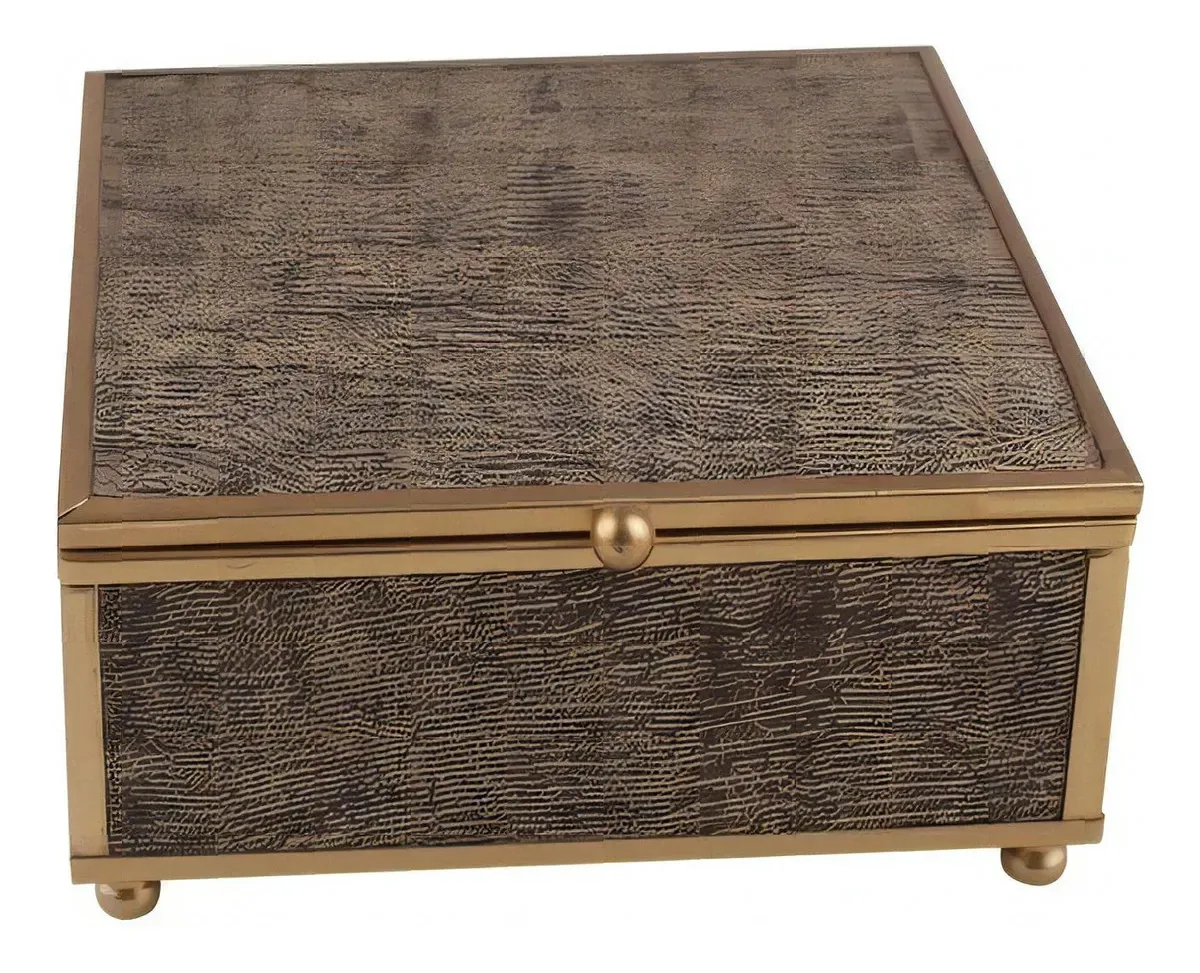 Porta Joia Metal E Vidro Marrom/dourado/ai0027/btc